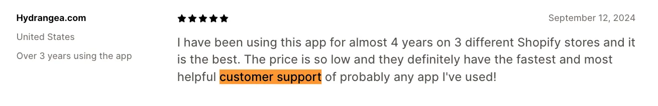 Judge.me Shopify app store review screenshot