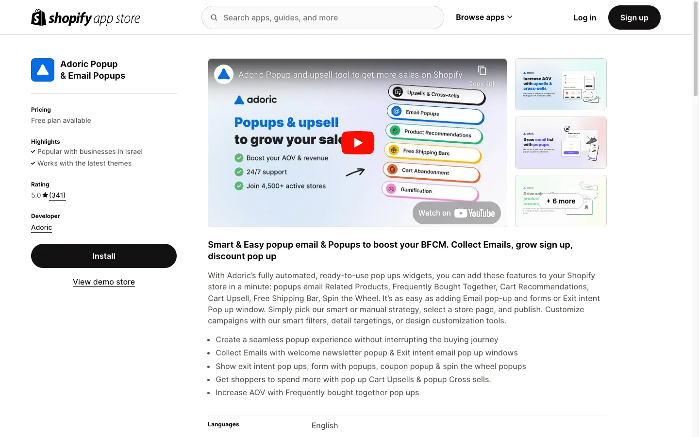 Adoric Shopify app store screenshot