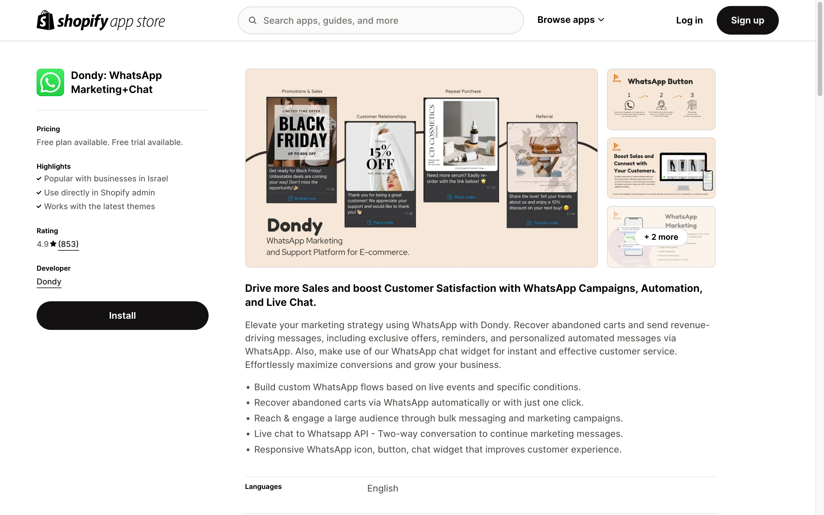 Dondy Shopify app store screenshot