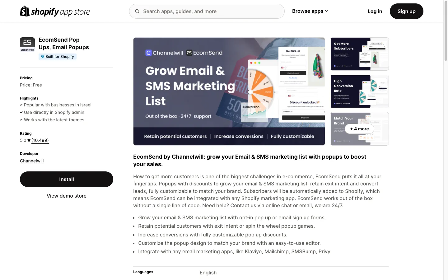 EcomSend Shopify app store screenshot