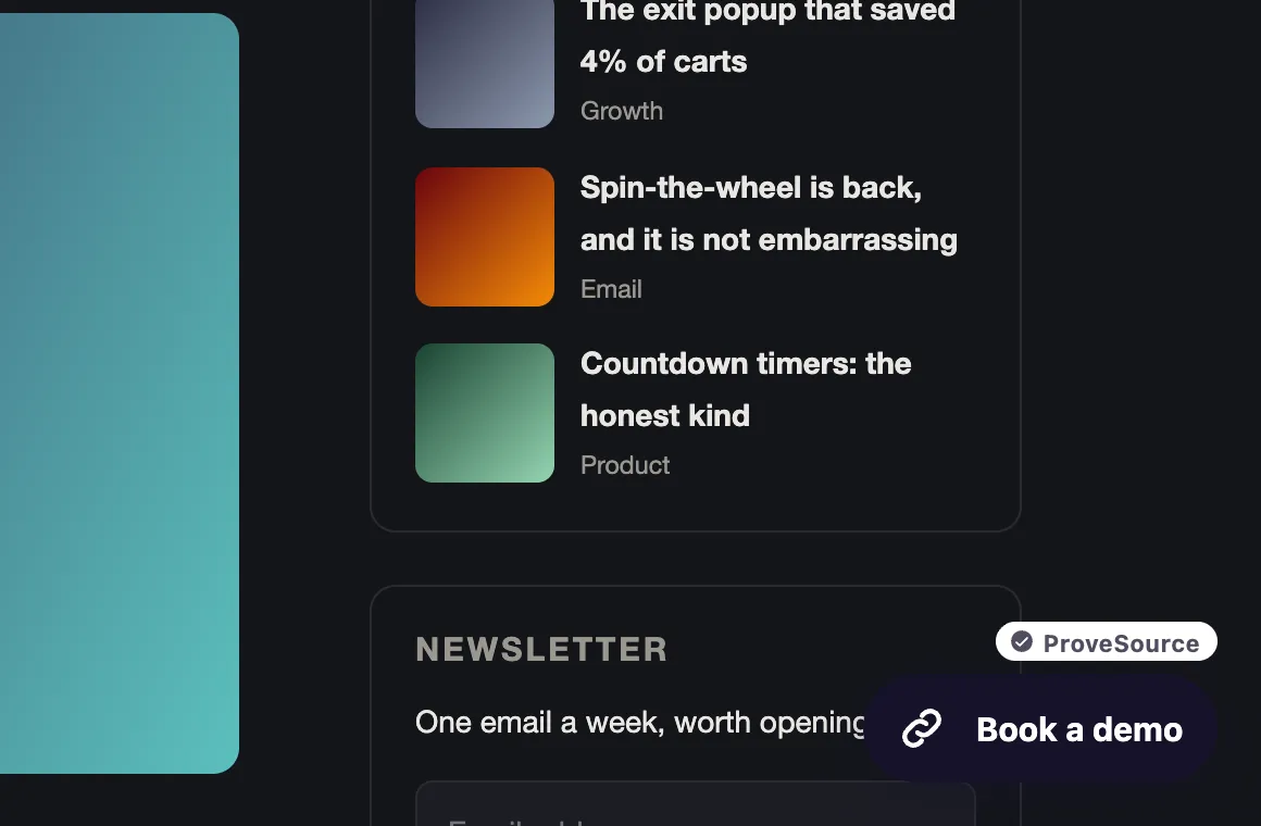 A floating Book a demo button on a blog