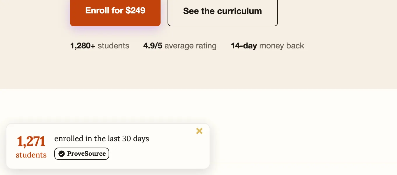 A course enrolment count: 1,271 students enrolled in the last 30 days