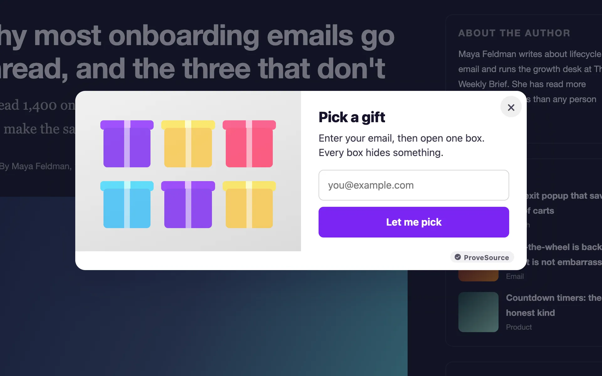 Pick a Gift demo