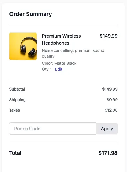 optimized checkout page with a checkout summary