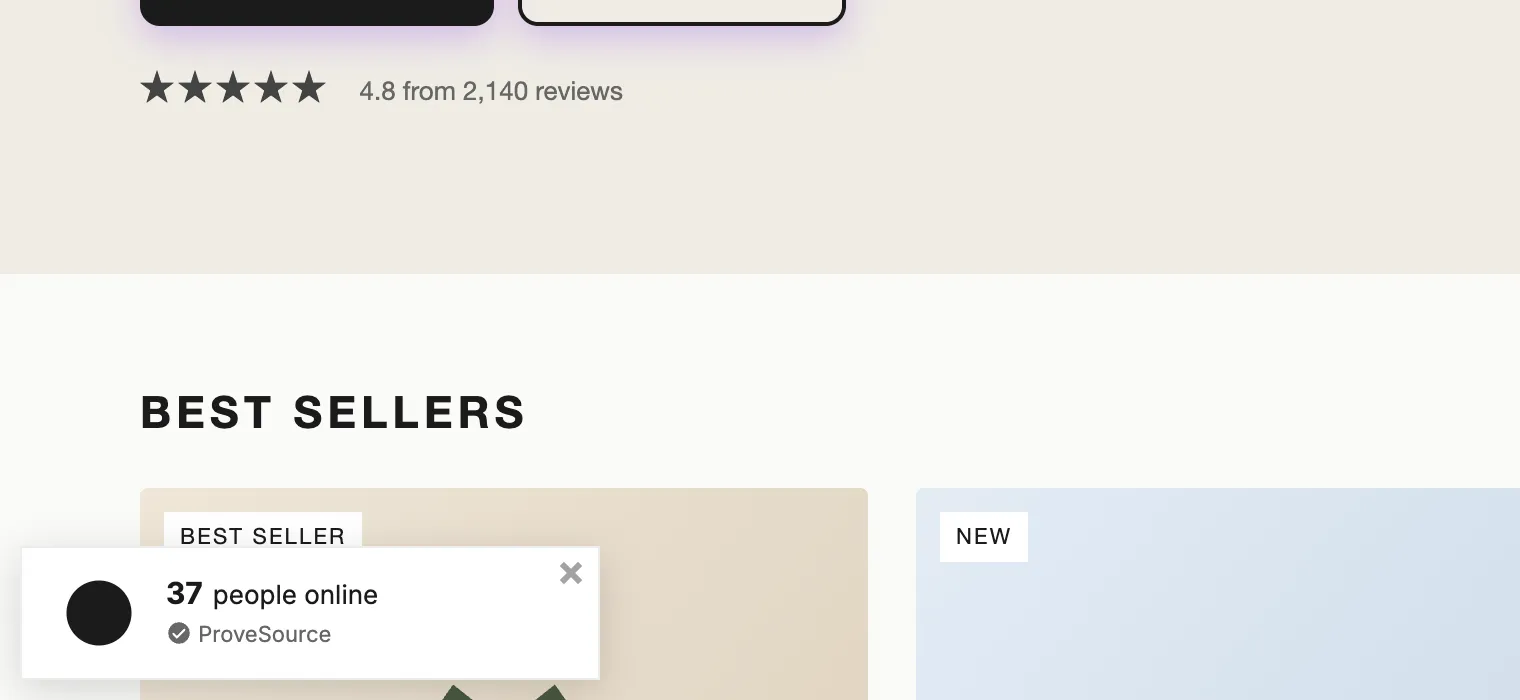 A live visitor count notification on a store page