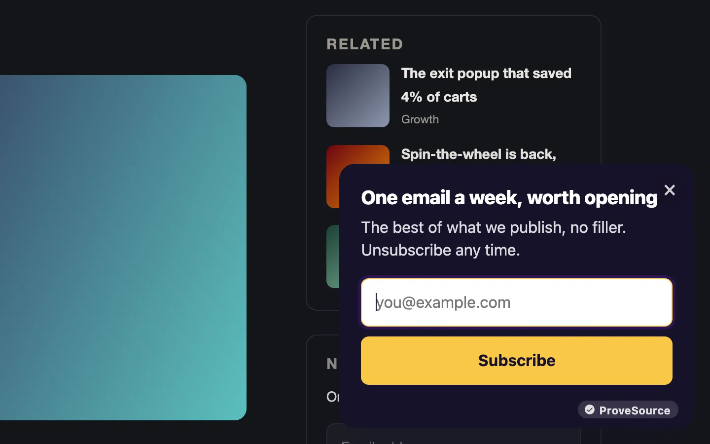 Newsletter Card demo
