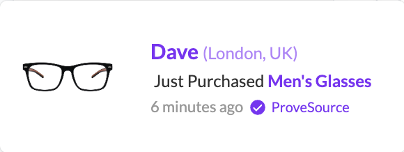recent sales popup notification
